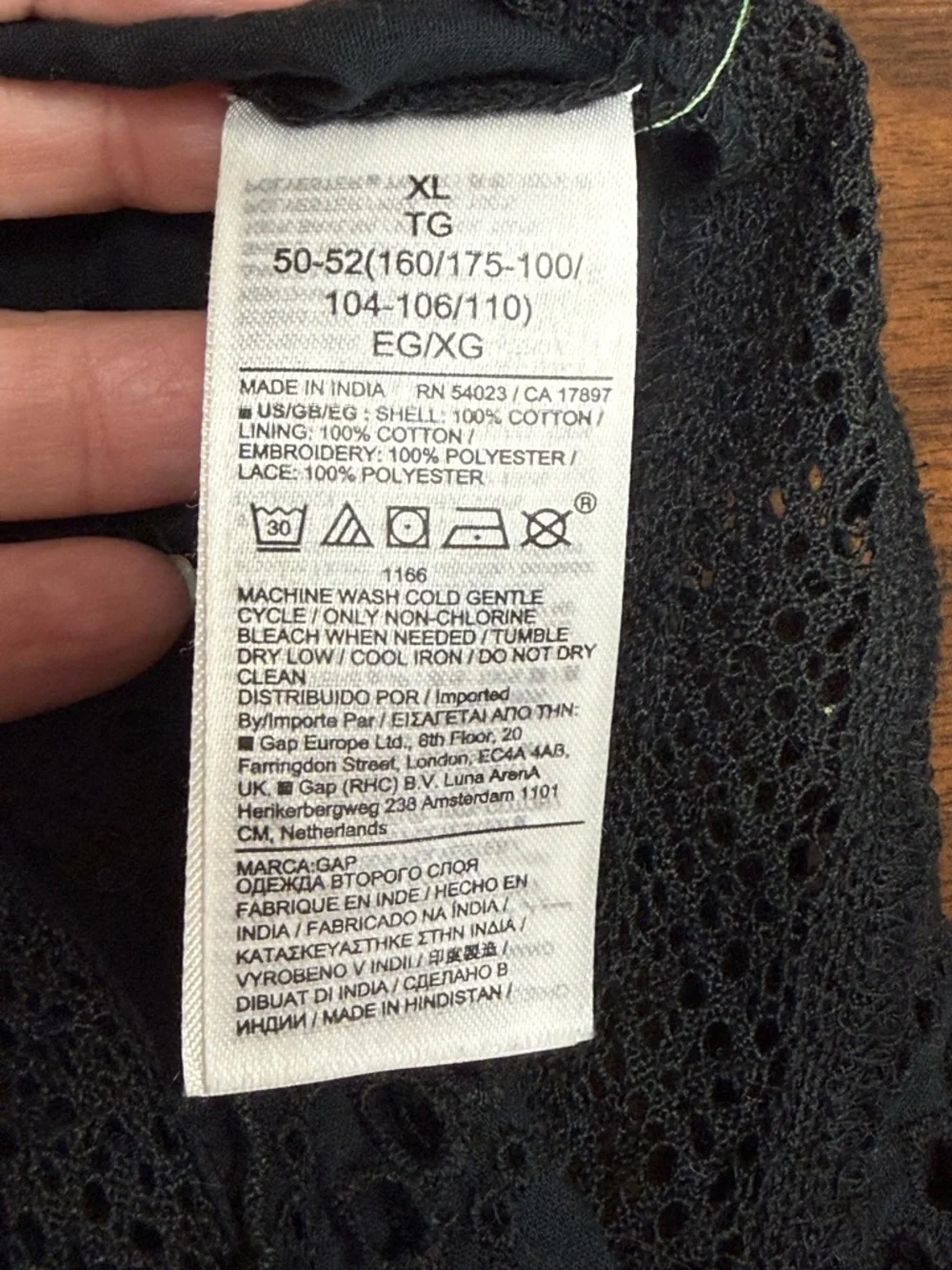 GAP Black Eyelet Lace Midi Dress Button Front Cottagecore Boho XL Chic Style - Picture 8 of 9